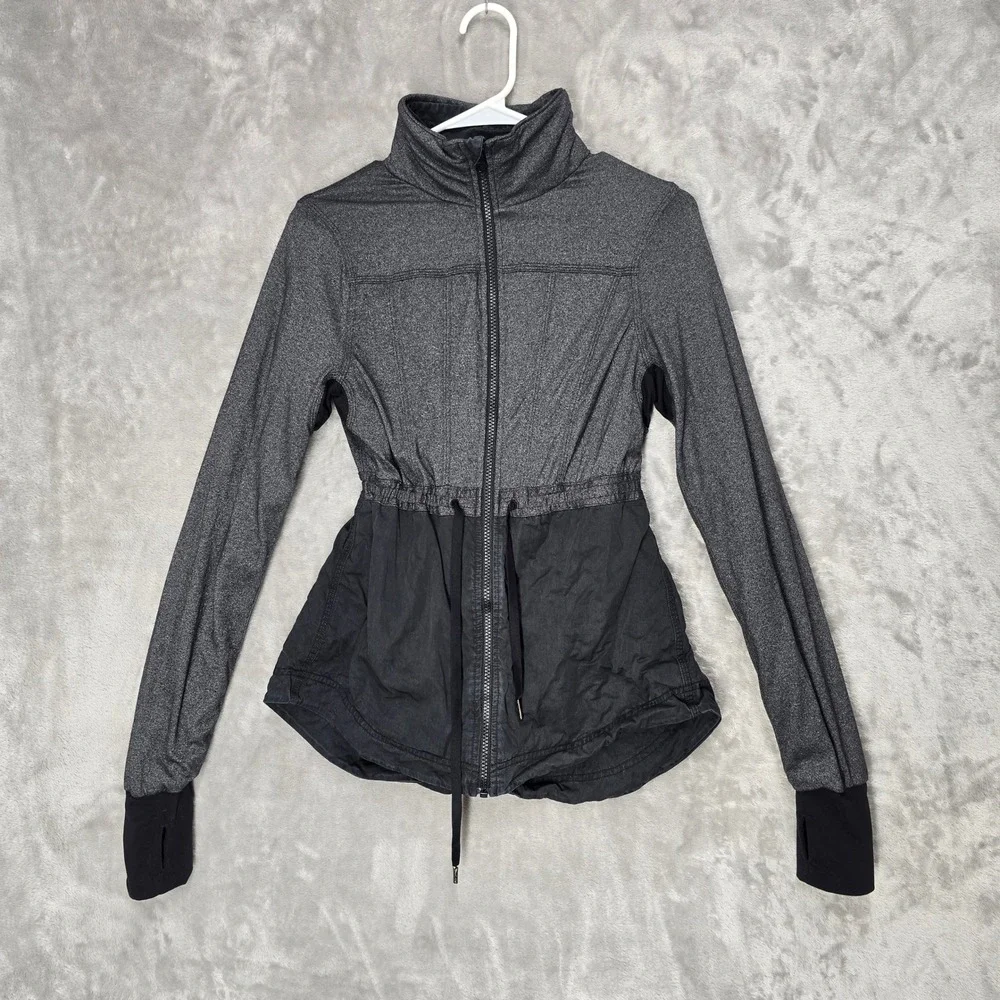 Lululemon Reversible Women Size 4‎ Black Full Zip Jacket Athleisure Workout Gym